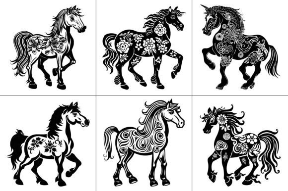 Horse Chinese New Year Line Art Vector Review