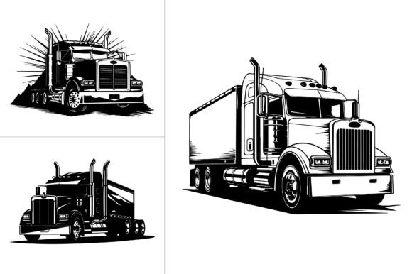 Semi Truck Silhouette Vector Review